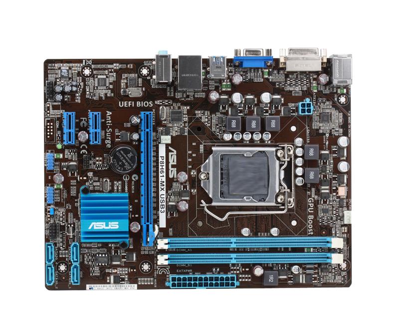 P8H61-MX-USB3 ASUS P8H61-MX USB3 Socket LGA 1155 Intel H61(B3) Chipset 3rd/2nd Generation Core i7 / i5 / i3 / Processors Support DDR3 2x DIMM 4x SATA 3.0Gb/s uATX Motherboard (Refurbished)