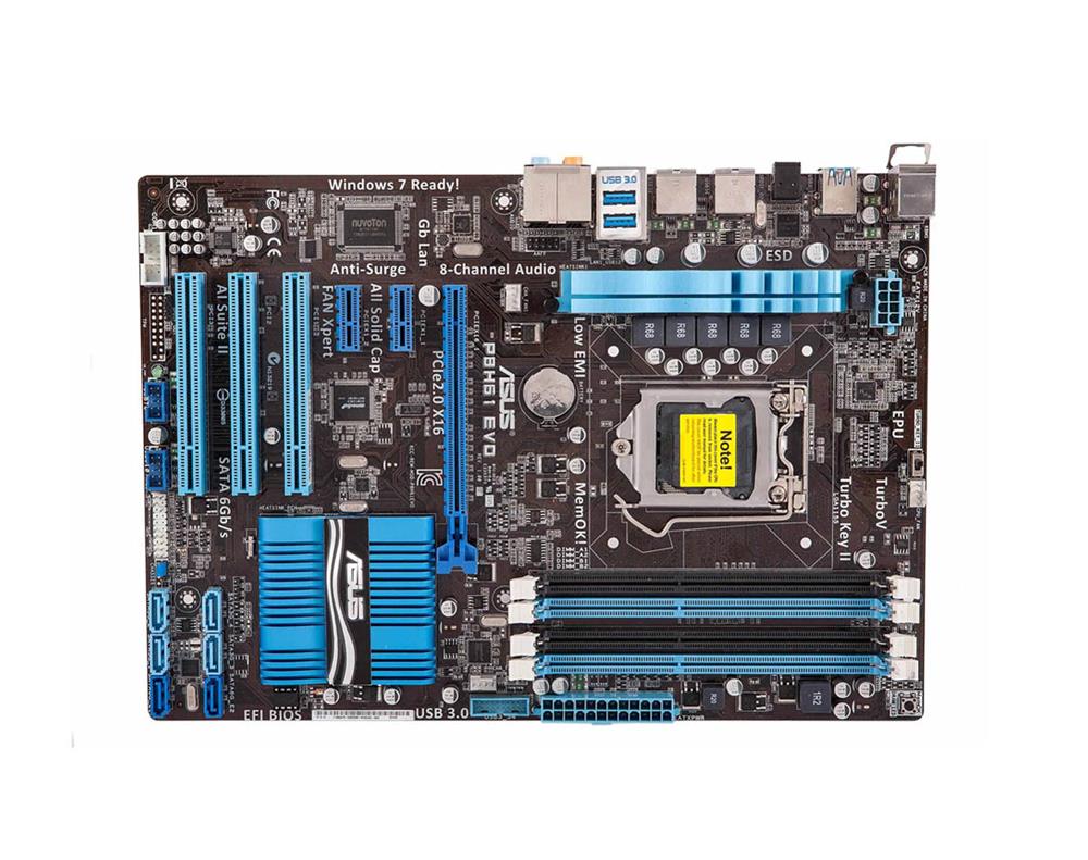 P8H61 EVO ASUS Socket LGA 1155 Intel H61 Chipset 2nd Generation Core i7 / i5 / i3 Processors Support DDR3 4x DIMM 4x SATA 3.0Gb/s ATX Motherboard (Refurbished)