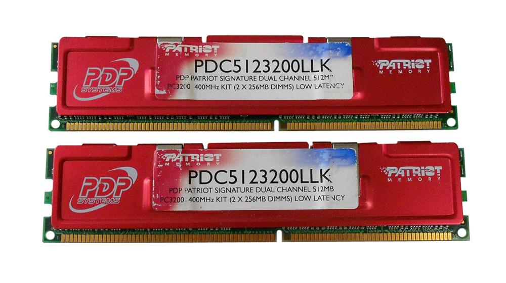 PDC5123200LLK Patriot PDP SYSTEMS Memory Dual Channel Kit 184Pin 512MB (256MBx2) DDR Model
