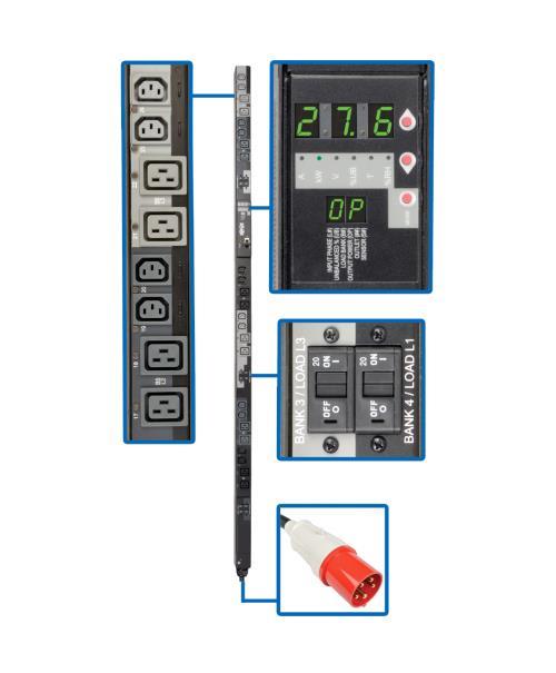 PDU3XVSR6G60A Tripp Lite 3-Phase 12 x IEC 60320 C13, 12 x IEC 60320 C19 25.20KVA 0U Vertical Rack-Mount Power Distribution Unit (PDU) (Refurbished)
