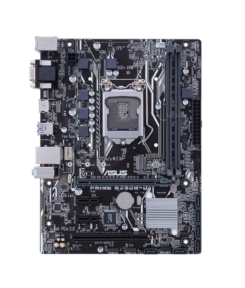 PRIME B250M-D ASUS Socket LGA 1151 Intel B250 Chipset 7th/6th Generation Core i7 / i5 / i3 / Pentium / Celeron / Processors Support DDR4 2x DIMM 6x SATA 6.0Gb/s Micro-ATX Motherboard (Refurbished)