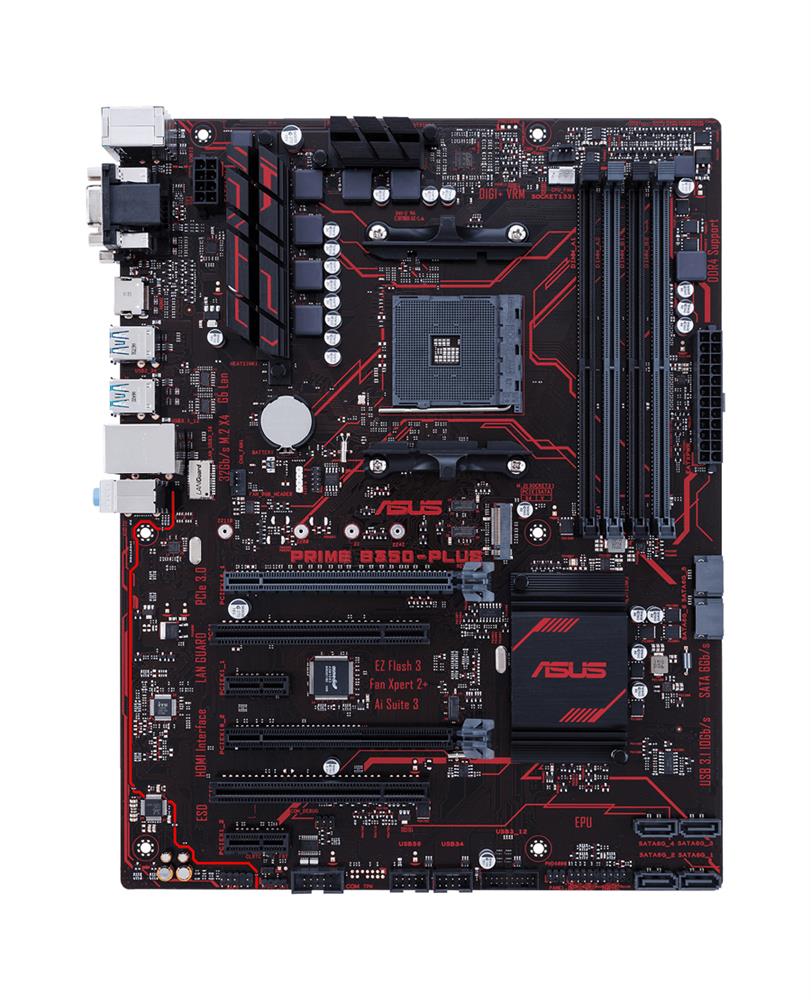 PRIMEB350-PLUS ASUS Socket AM4 AMD B350 Chipset AMD Ryzen/ 7th Generation A-Series Processors Support DDR4 4x DIMM 6x SATA ATX Motherboard (Refurbished) PRIME B350-PLUS