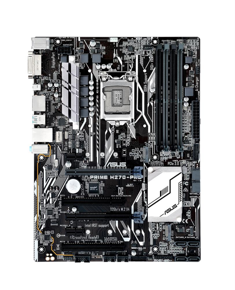 PRIME H270-PRO ASUS Socket LGA 1151 Intel H270 Chipset 7th/6th Generation Core i7 / i5 / i3 / Pentium / Celeron Processors Support DDR4 4x DIMM 6x SATA 6.0Gb/s ATX Motherboard (Refurbished)