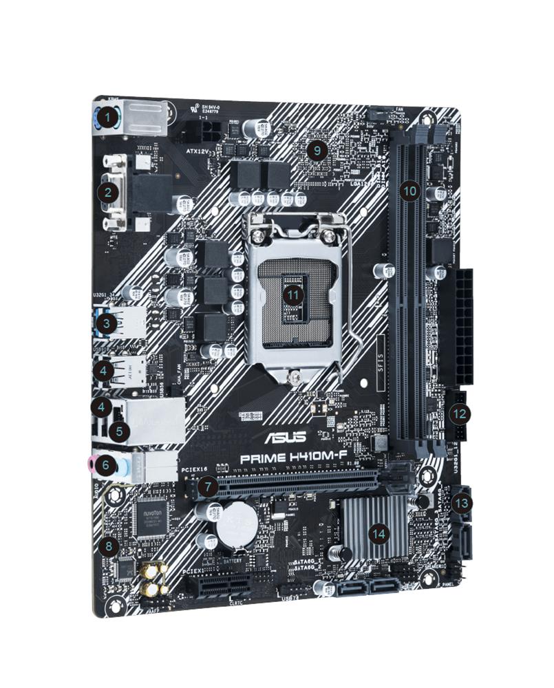 PRIME H410M-F ASUS Socket LGA 1200 Intel H410 Chipset 10th Generation Intel Core/ Pentium/ Gold/ Celeron Processors Support DDR4 2x DIMM 4x SATA 6.0Gb/s Micro-ATX Motherboard (Refurbished)