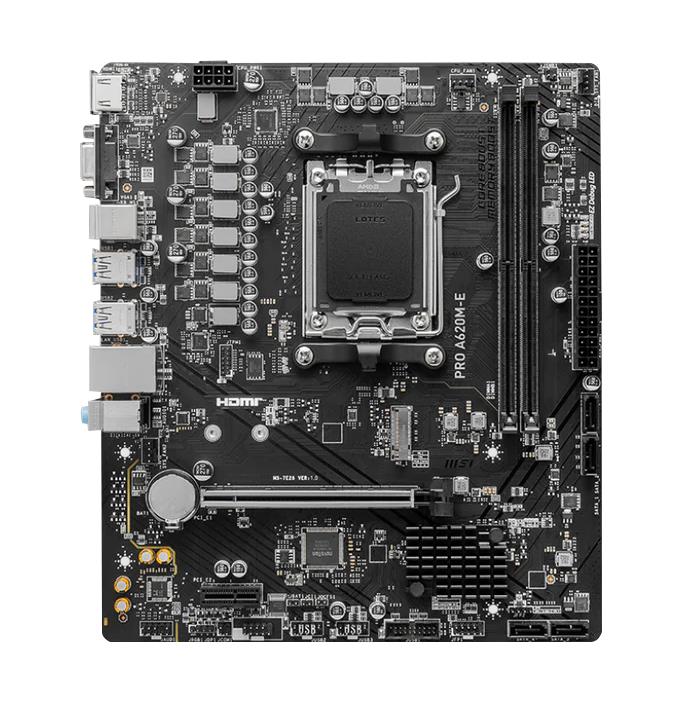 PRO A620M-E MSI AM5 AMD A620 Chipset AMD Ryzen 8000/ 7000 Series Processors Support DDR5 2x DIMM 4x SATA 6.0Gb/s Micro-ATX Motherboard (Refurbished)