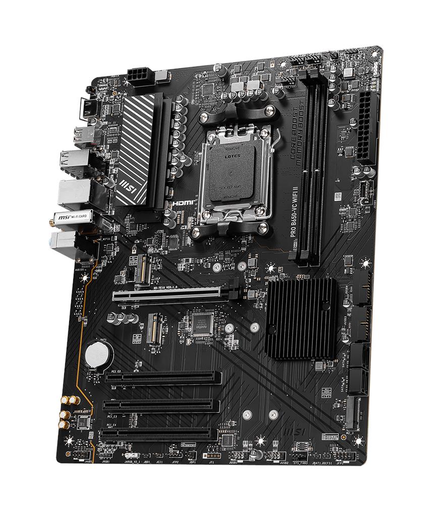 PRO B650-VC WIFI MSI AM5 AMD B650 Chipset AMD Ryzen 8000/ 7000 Series Processors Support DDR5 4x DIMM 6x SATA 6.0Gb/s ATX Motherboard (Refurbished)