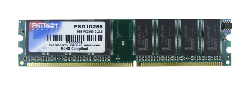 PSD1G266K Patriot 1GB Kit (2x512MB) CL2.5 184-Pin Dual in-Line DIMM Memory