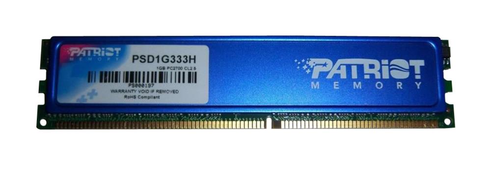 PSD1G333 Patriot Signature 1GB DDR PC2700 333MHz non-ECC Unbuffered CL2.5 184-Pin DIMM 2.5V Memory Module