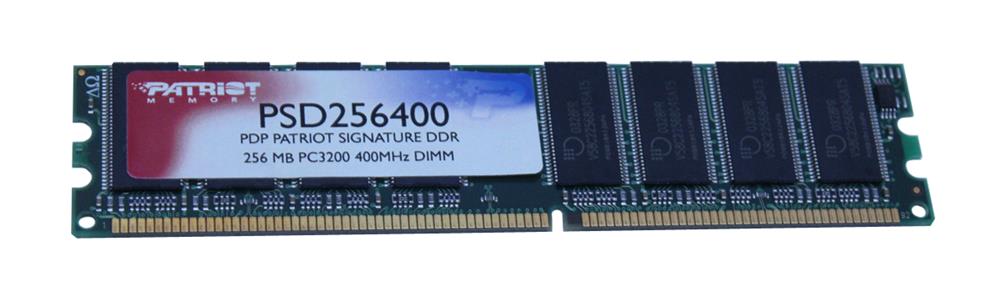 PSD256400 Patriot Signature 256MB DDR PC3200 400MHz CL2.5 Non-ECC Unbuffered 184-Pin DIMM Memory Module