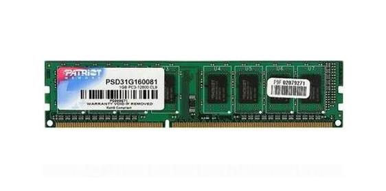 PSD31G160081 Patriot 1GB PC3-12800 DDR3-1600MHz non-ECC Unbuffered CL11 240-Pin DIMM Single Rank Memory Module