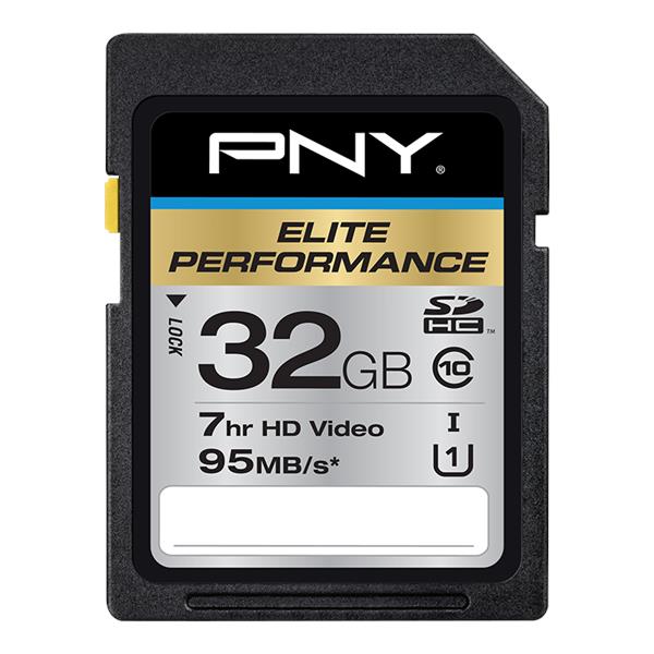 PSDH32U1HGES3 PNY 32GB Elite Performance Class 10 SDHC Flash Memory Card for High-End DSLR Cameras