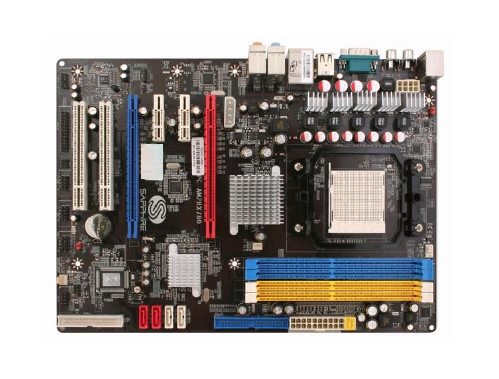 PURE Crossfire 770 PC-AM2RX780 Sapphire PC-AM2RX780 Socket AM2+ AMD 770 Chipset AMD Athlon 64 X2 Processors Support DDR2 4x DIMM 4x SATA2 3.0Gb/s ATX Motherboard (Refurbished)