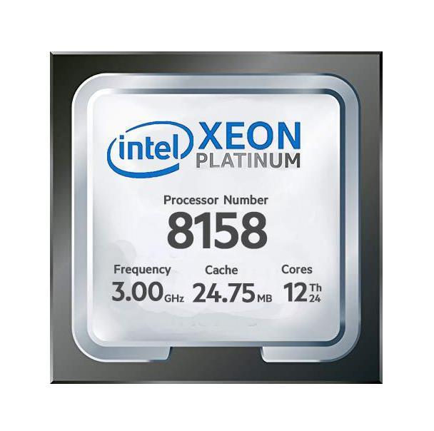 Platinum 8158 Intel Xeon Platinum 12-Core 3.00GHz 10.40GT/s UPI 24.75MB L3 Cache Socket LGA3647 Processor