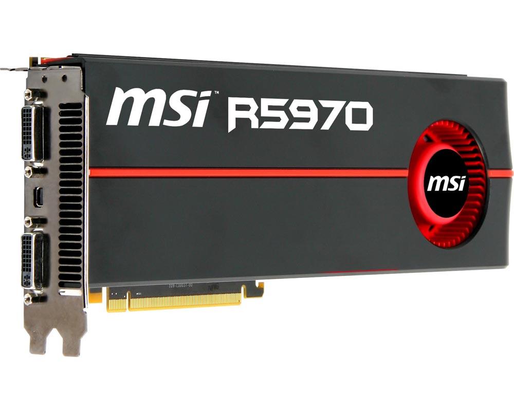 R5970-P2D2G MSI Radeon HD 5970 2GB 512-Bit DDR5 PCI Express 2.1 x16 Dual DVI/ HDMI/ D-Sub/ DisplayPort/ HDCP Supported Video Graphics Card