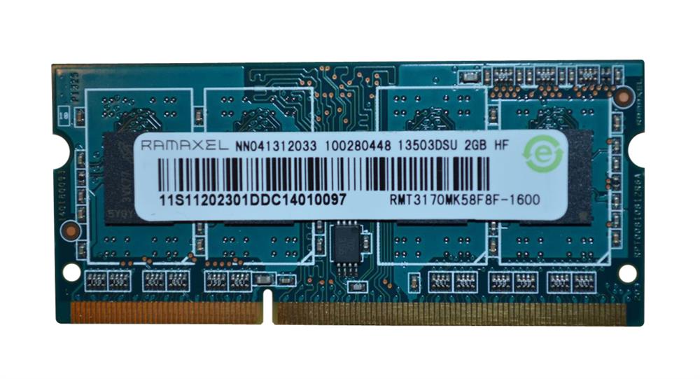 RMT3170MK58F8F-1600 Ramaxel 2GB PC3-12800 DDR3-1600MHz non-ECC Unbuffered CL11 SoDimm 1.35V 204-Pin Low Voltage Single Rank Memory Module