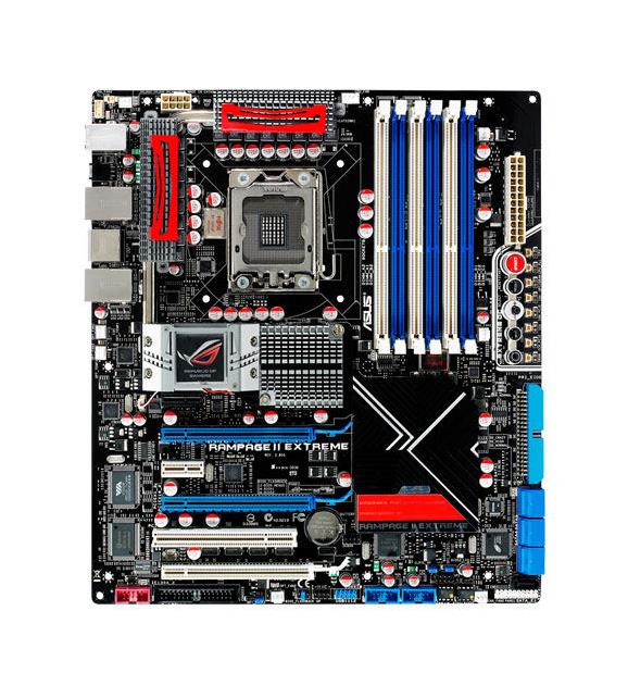 ROGRampageIIExtreme ASUS Socket LGA 1366 Intel X58 + ICH10R Chipset Core i7 Extreme Edition/ Core i7 Processors Support DDR3 6x DIMM 6x SATA 3.0Gb/s ATX Motherboard (Refurbished)