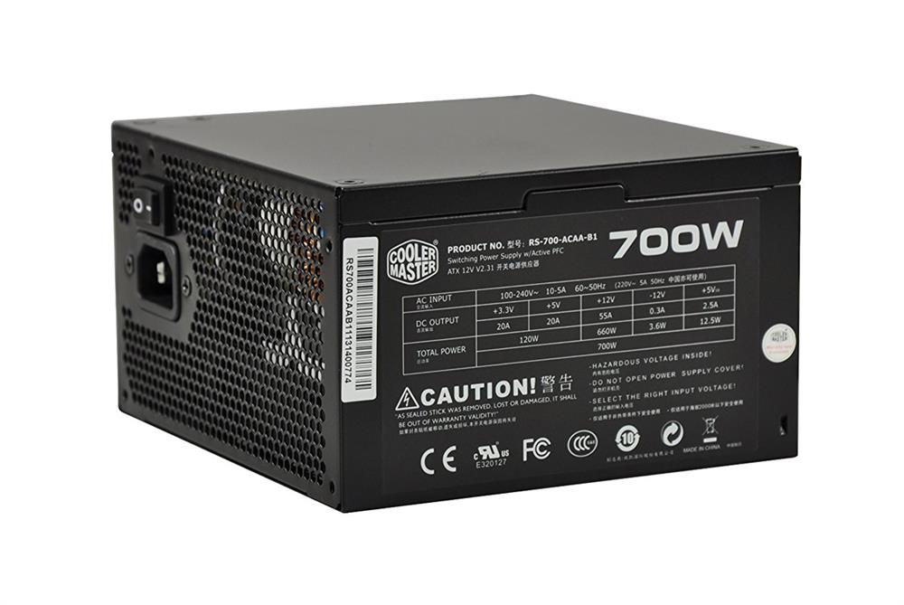 RS700ACAAB1US Cooler Master 700 Watts ATX 12V Power Supply with Active PFC SATA PCi Express 80 Plus Bronze