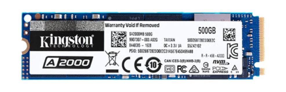 SA2000MB/500G Kingston A2000 Series 500GB PCI Express NVMe 3.0 x4 (AES 256-bit Encryption) M.2 228...