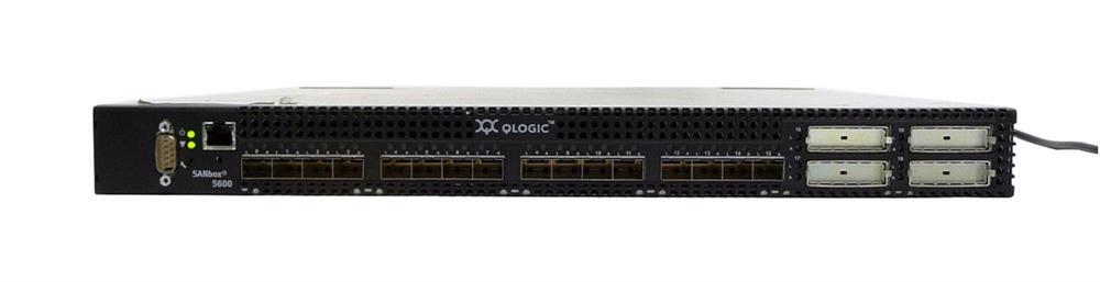 SB5600-12A QLogic SANbox 5600 Fibre Channel stackable switch with 12 4Gb ports SFP enabled 1 power supply 1U Rack Mountable (Refurbished)