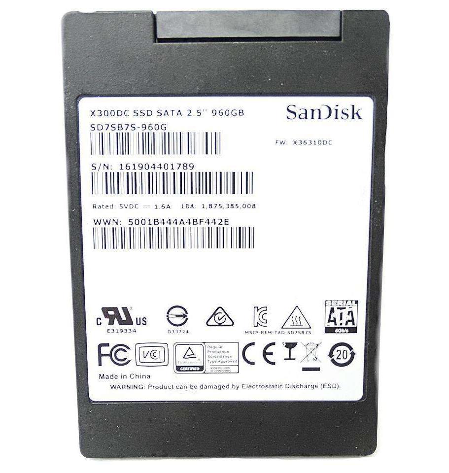SD7SB7S960GS SanDisk X300DC 960GB TLC SATA 6Gbps 2.5-inch Internal Solid State Drive (SSD)