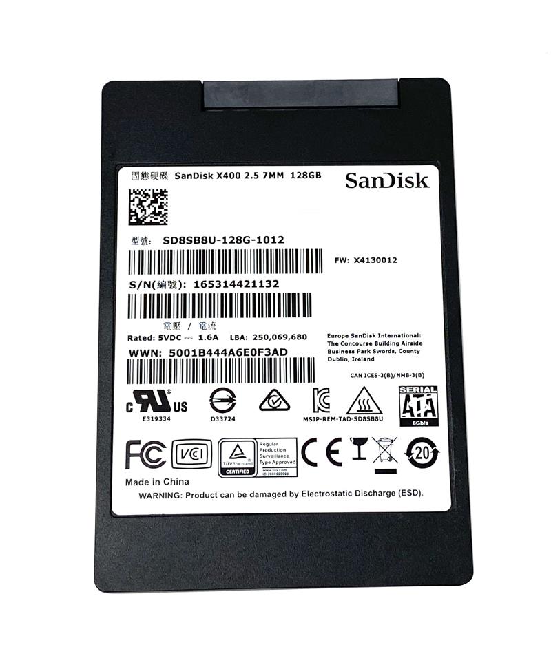 SD8SB8U-128G-1012 SanDisk X400 128GB TLC SATA 6Gbps (AES-256) 2.5-inch Internal Solid State Drive (SSD)