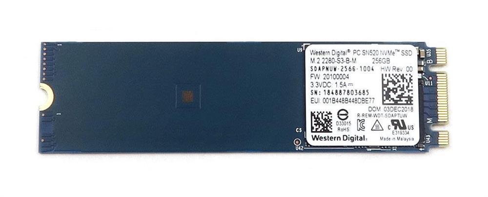 SDAPNUW-256G-1004 Western Digital SN520 256GB TLC PCI Express NVMe 3.0 x2 M.2 2280 Solid State Drive (SSD)