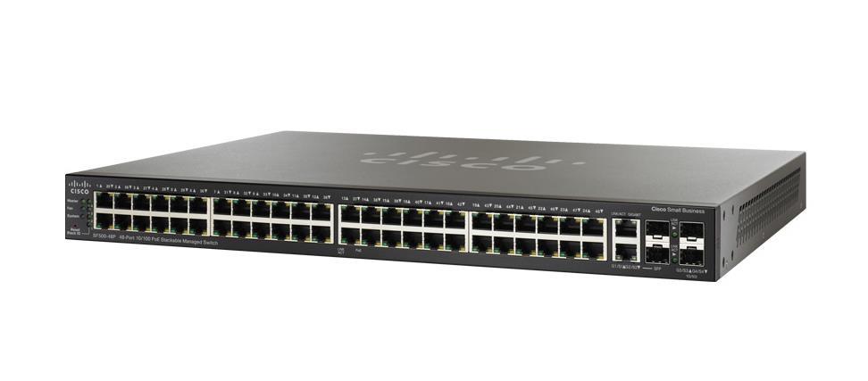 SF500-48P Cisco Small Business SF500-48 48-Ports RJ-45 10/100 PoE Layer 2 Manageable Rack-mountable with 2 Combo Gigabit SFP Switch (Refurbished)