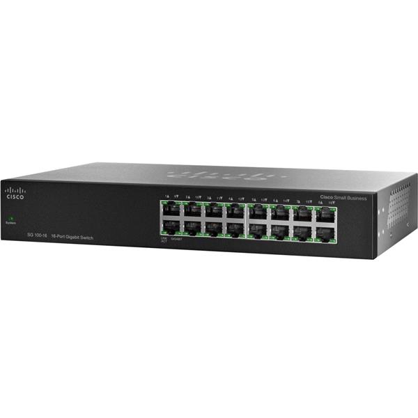 SG100-16-EU Cisco 16-Ports Gigabit Switch 16 x RJ-45 10/100/1000Base-T Rack-mountable (Refurbished)