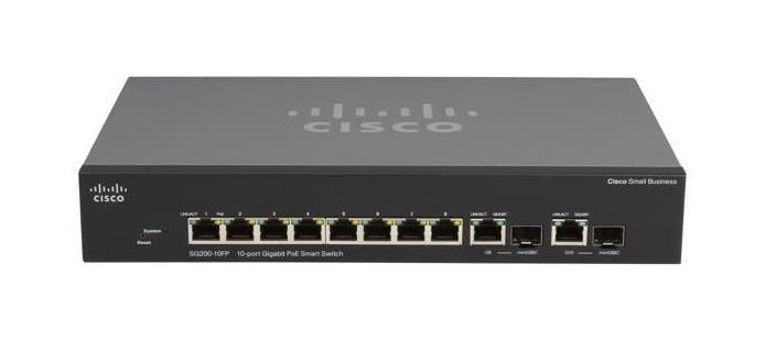 SG200-10FP-CN Cisco Small Business Smart SG200-10FP 8-Ports RJ-45 10/100/1000 PoE Layer 2 Manageable Rack-mountable with 2 Combo Gigabit SFP Switch (Refurbished)