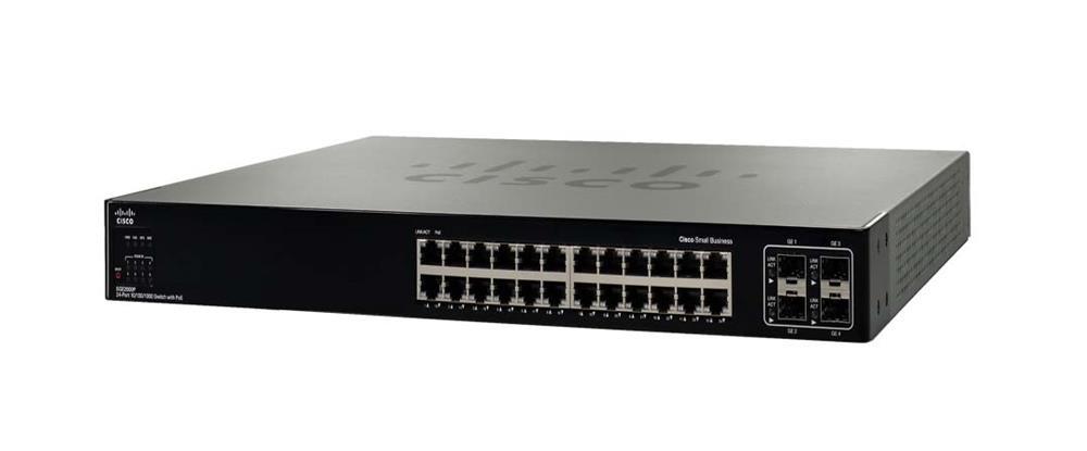 SGE2000-A1 Cisco 24-Ports 10/100/1000Mbps (RJ-45) 4 x Shared SFP L3 Rackmount Managed Stackable Switch (Refurbished)