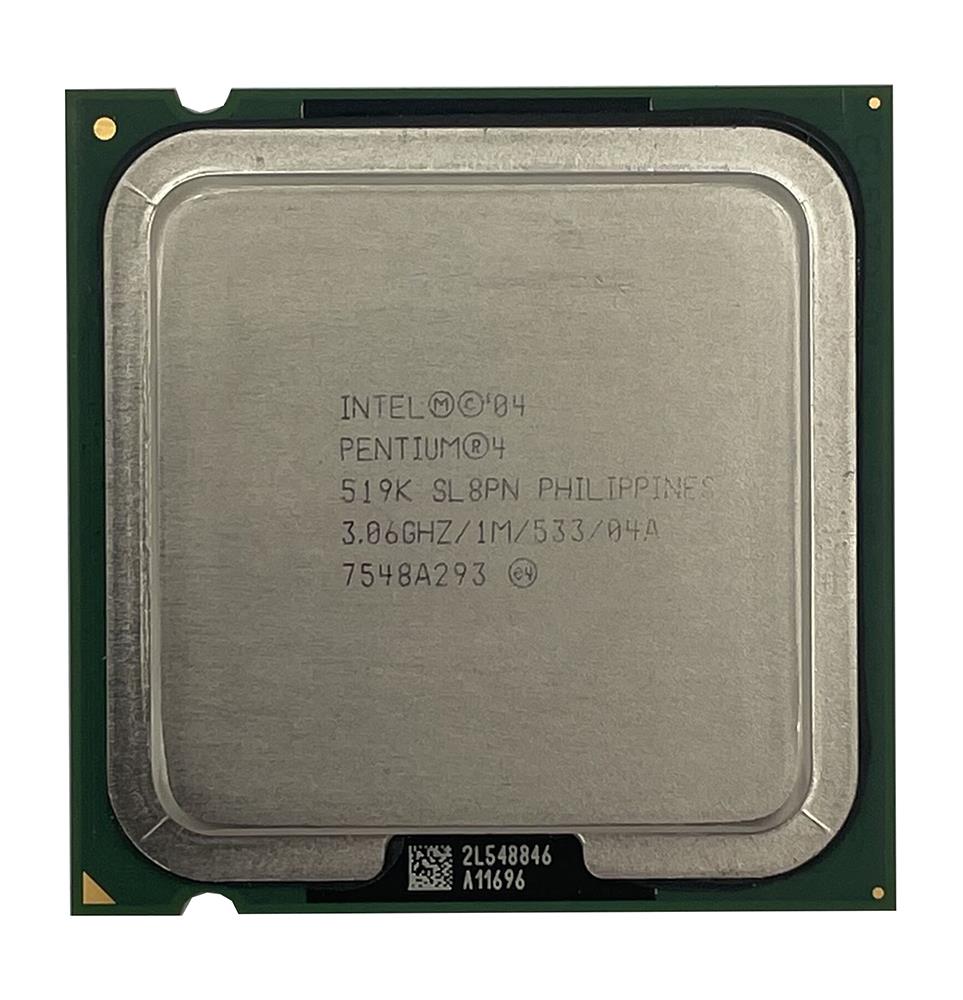 SL8PN Intel Pentium 4 519K 3.06GHz 533MHz FSB 1MB L2 Cache Socket 775 Processor