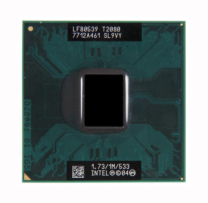 SL9VY Intel Pentium T2080 Dual-Core 1.73GHz 533MHz FSB 1MB L2 Cache Socket PPGA478 Mobile Processor