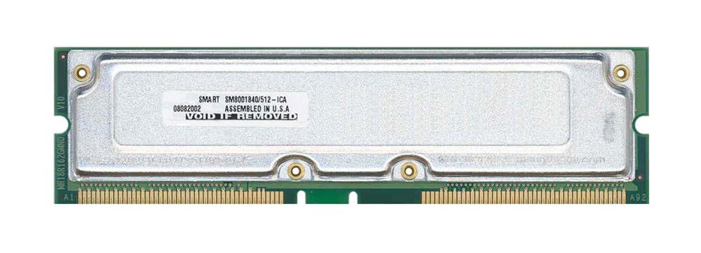 SM8001840/512-ICA Smart Modular 512MB PC800 800MHz 40ns ECC 184-Pin RDRAM RIMM Memory Module