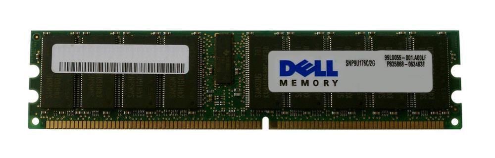 SNP9U176C/2G Dell 2GB PC2100 DDR-266MHz Registered ECC CL2.5 184-Pin DIMM 2.5V Memory Module