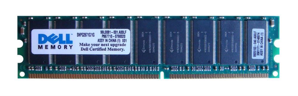 SNPG2671C/1G Dell 1GB PC3200 DDR-400MHz ECC Unbuffered 184-Pin DIMM Memory Module