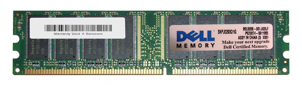 SNPJ0203C/1G Dell 1GB PC3200 DDR-400MHz non-ECC Unbuffered CL3 184-Pin DIMM Memory Module