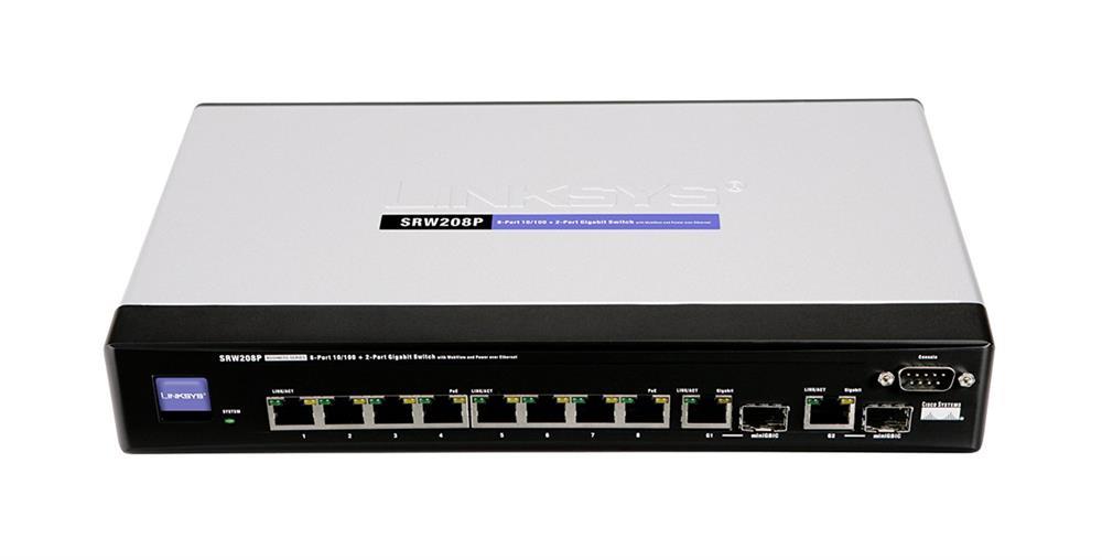 SRW208PEU Cisco Small Business SF302-08P 8-Ports RJ-45 10/100 PoE Layer 3 Manageable Rack-mountable with 2 Combo Gigabit SFP Switch (Refurbished)
