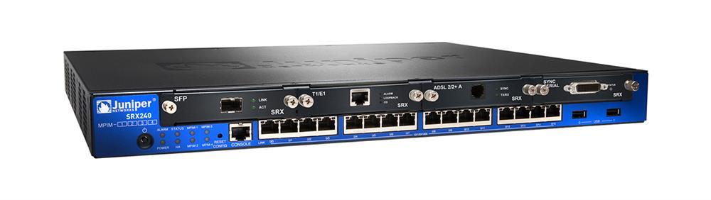 SRX240H-POE-A1 Juniper SRX240 Services Gateway with 16 Gigabit Ethernet ports 4 Mini-PIM slots and high memory (1GB RAM 1GB Flash) with 16 ports PoE (150 W) (Refurbished)