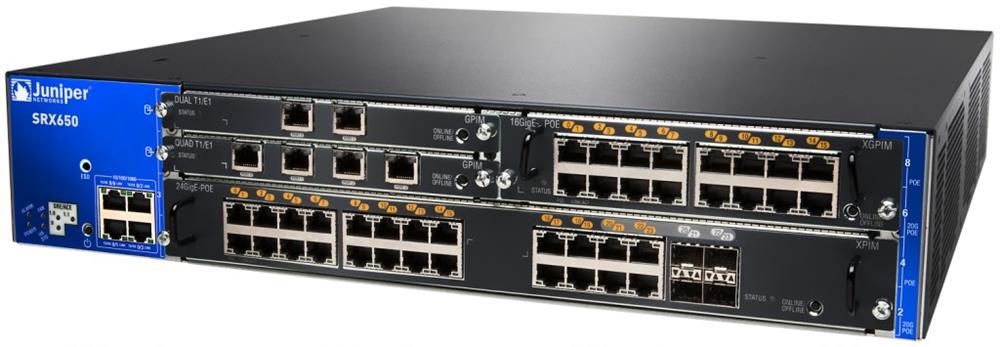 SRX650BASESRE6645AP Juniper SRX650 4-Ports 10/100/1000Base-T 1Gbps Services Gateway VPN Firewall (Refurbished)
