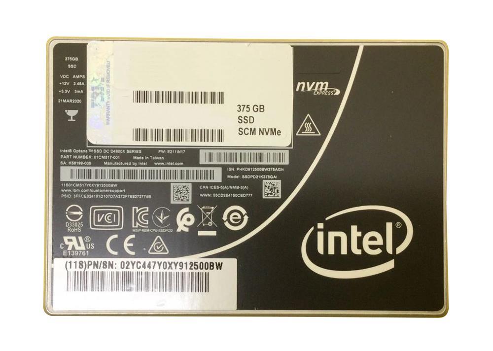 SSDPD21K375GA Intel Optane D4800X Series 375GB PCI Express NVMe U.2 2.5-Inch Solid State Drive (SSD)