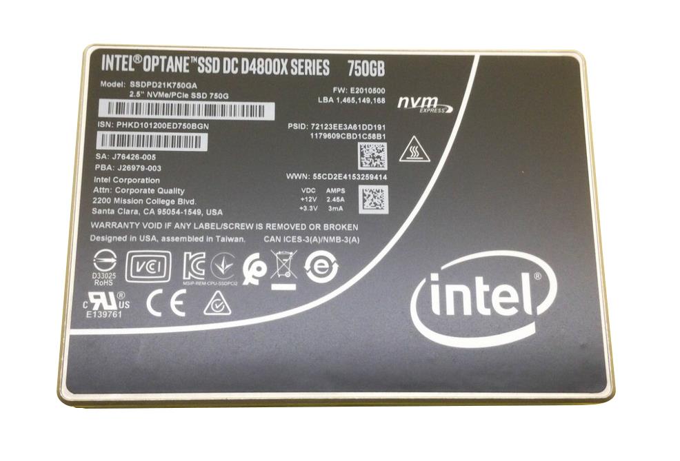 SSDPD21K750GA Intel Optane D4800X Series 750GB PCI Express NVMe 2.5-Inch U.2 Solid State Drive (SSD)