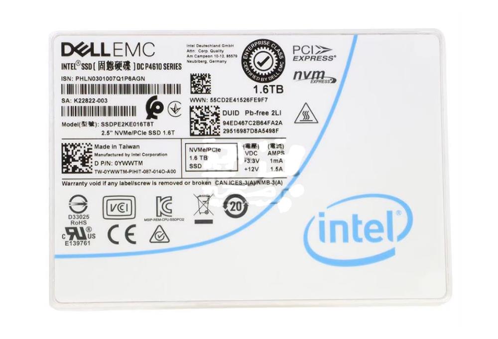 SSDPE2KE016T8T Intel Dc P4610 Series 1.6TB 3D TLC PCI Express 3.1 x4 NVMe 2.5-inch Internal Solid State Drive (SSD)