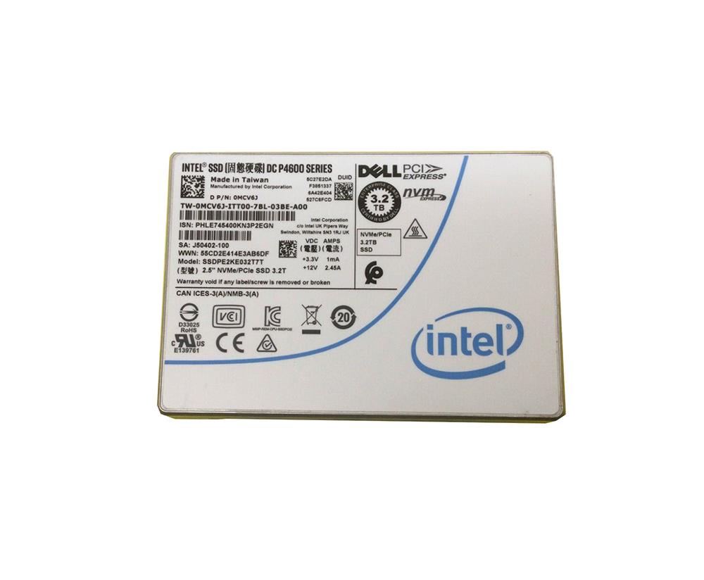 SSDPE2KE032T7T Intel DC P4600 Series 3.2TB TLC PCI Express 3.1 x4 NVMe (AES-256 / PLP) U.2 2.5-inch Internal Solid State Drive (SSD)
