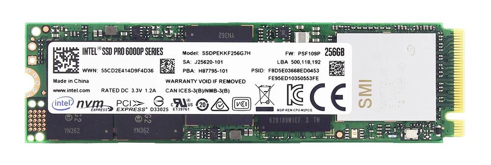 SSDPEKKF256G7H Intel Pro 6000P 256GB TLC PCI Express 3.0 x4 NVMe M.2 2280 Solid State Drive (SSD)