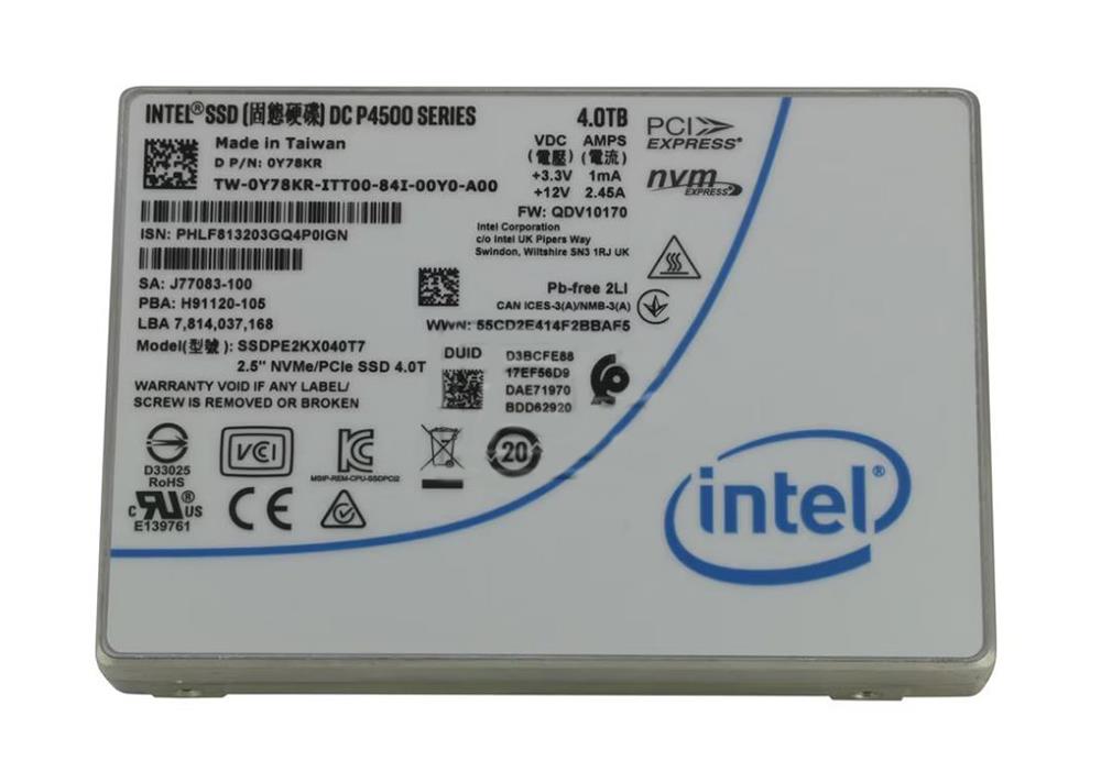 SSDPERKX040T7 Intel DC P4500 4TB TLC PCI Express 3.1 x4 NVMe 2.5-Inch Solid State Drive (SSD)