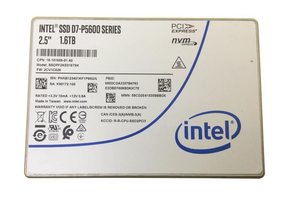 SSDPF2KE016T9 Intel D7-P5600 Series 1.6TB PCI Express 4.0 x4 NVMe 2.5-inch Internal Solid State Drive (SSD)