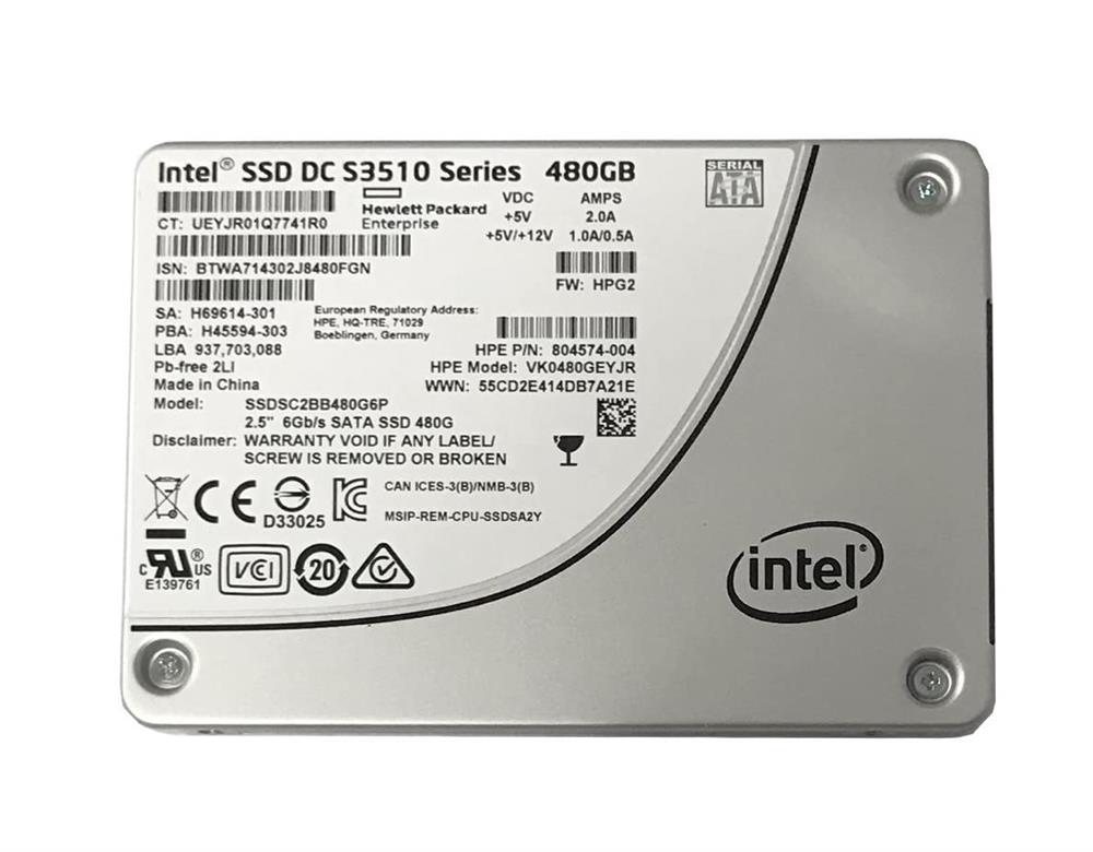 SSDSC2BB480G6P HP 480GB SATA 6Gbps 3.5-inch Internal Solid State Drive (SSD)