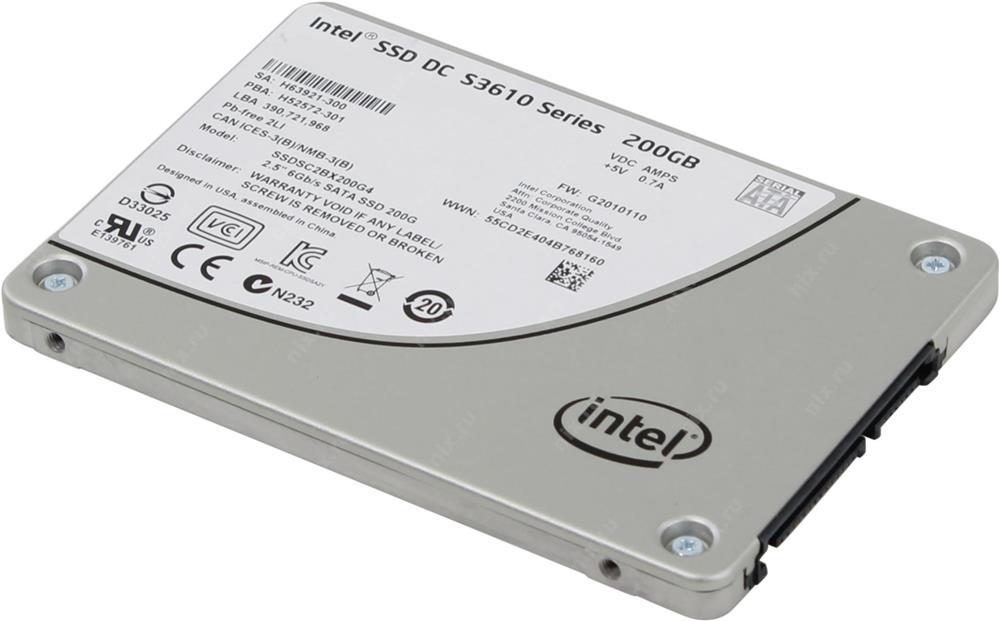 SSDSC2BX200G4R Intel DC S3610 Series 200GB MLC SATA 6Gbps High Endurance (AES-256 / PLP) 2.5-inch Internal Solid State Drive (SSD)