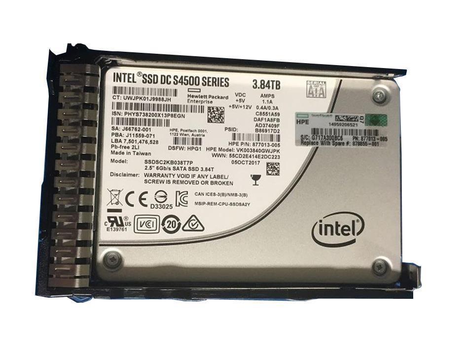 SSDSC2KB038T7P Intel 3.84TB TLC SATA 6Gbps Hot Swap Read Intensive 2.5-inch Internal Solid State Drive (SSD) with Smart Carrier for ProLiant ML350 Gen10 Server