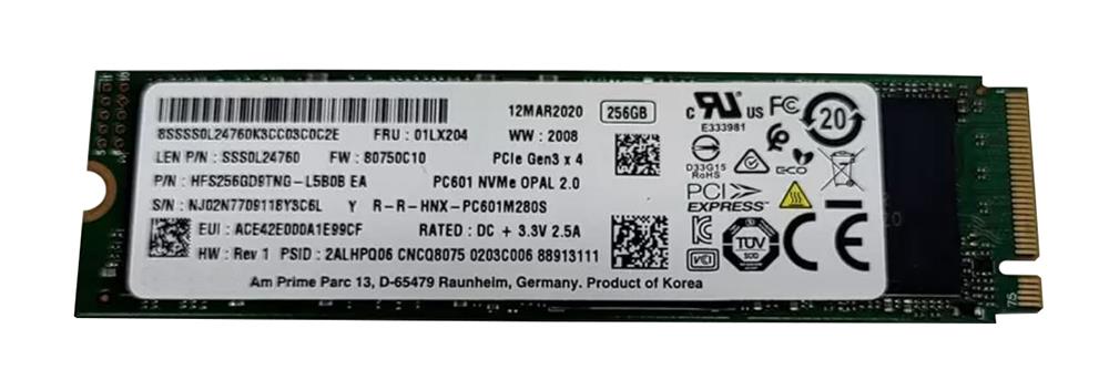 SSS0L24760 Lenovo 256GB TLC PCI Express 3.0 x4 NVMe M.2 2280 Solid State Drive (SSD)